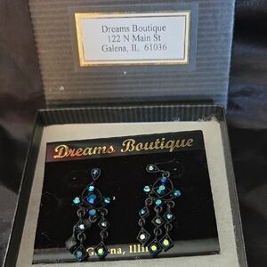 Black and Blue Dangle Earrings